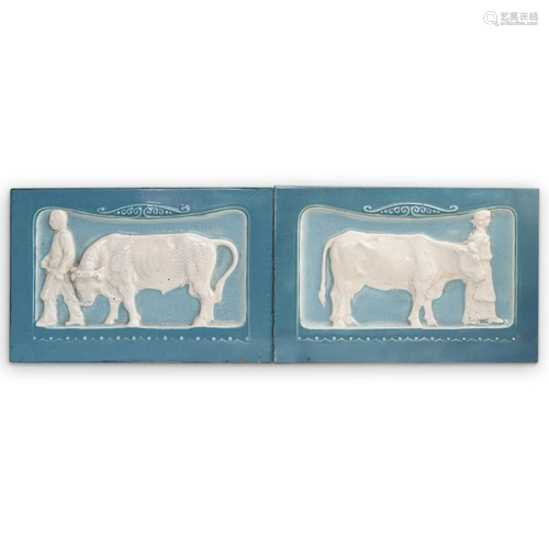 (2 Pc) French High Relief Decorative Tiles