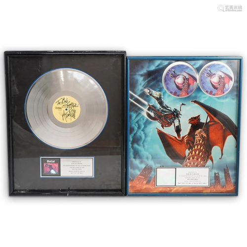 (2Pc) Epic Records Meatloaf Signed Sales Record Award