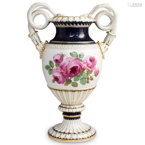 Large Meissen Serpentine Porcelain Urn