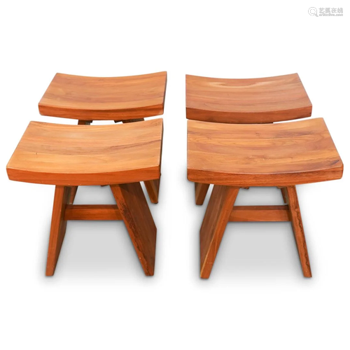 (4Pc) AquaTeak Bench Stool Set