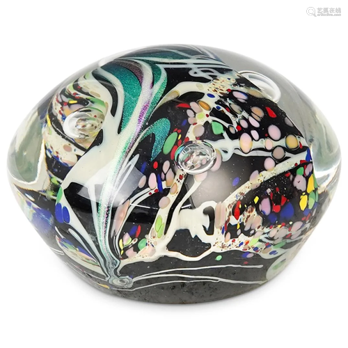 Rollin Karg Art Glass Millefiori Paperweight