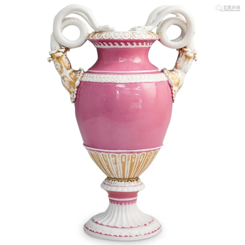 Meissen Serpentine Pink Porcelain Urn