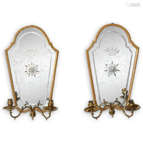 Pair of Queen Anne Style Giltwood Sconces