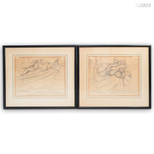 (2Pc) Paul Brown Equestrian Pencil Sketches