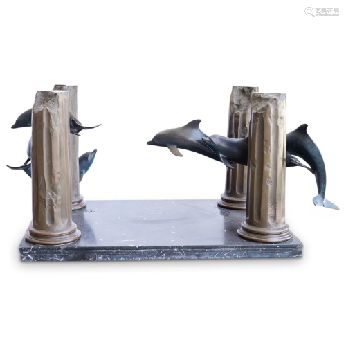 Wyland Style Bronze Dolphin Table