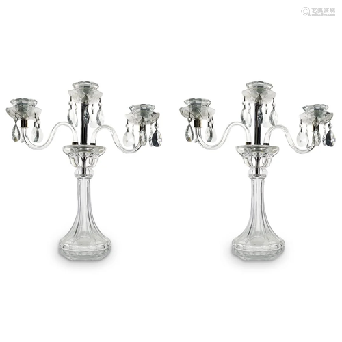 Pair of Crystal Candelabras