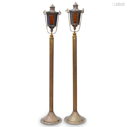 Pair of Floor Oriental Lantern Lamps