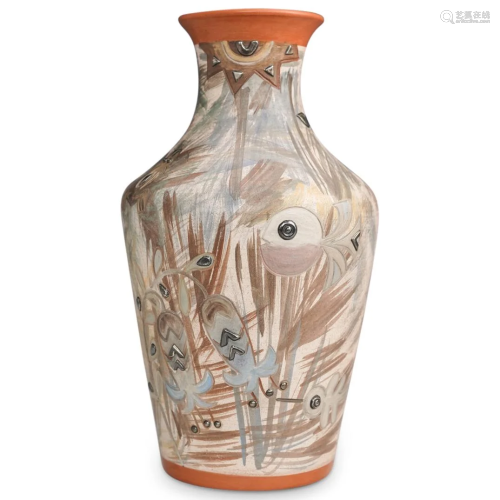 Pablo Seminario Pottery & Silver Peruvian Vase