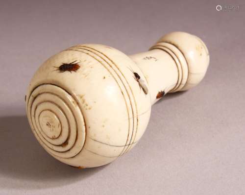 A JAPANESE SHIBIYAMA DECORATED IVORY CANE HANDLE, the handle...