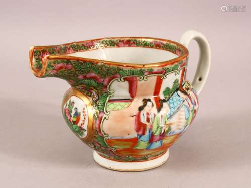 A 19TH CENTURY CHINESE CANTON FAMILLE ROSE PORCELAIN POURING...