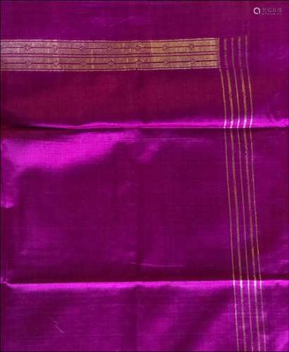 TWO SYRIAN GILT DECORATED PURPLE SILK SHAWLS, 20th Century, ...