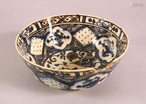 A 19TH CENTURY OR EARLIER TURKISH POTTERY BOWL, with floral ...