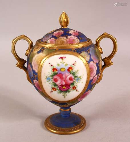 A SMALL JAPANESE NORITAKE TWIN HANDLE LIDDED PORCELAIN VASE ...