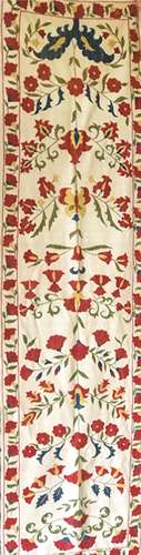 A EMBROIDERED COTTON TABLE RUNNER, 20th Century, Susuani Uzb...