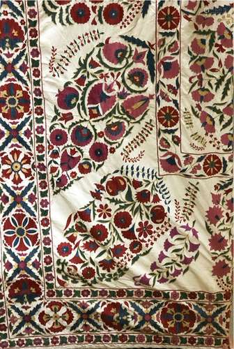 A GOOD LARGE HAND EMBROIDERED COTTON TEXTILE, 20th Century, ...