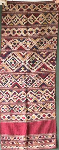 A LAOS TABLE RUNNER, Circa 1900, geometric design, 3ft 6ins ...