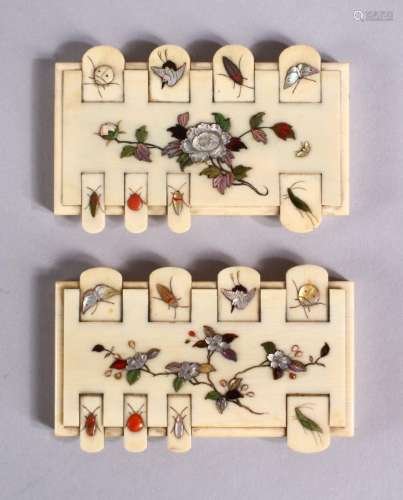 A PAIR OF JAPANESE MEIJI PERIOD SHIBAYAMA IVORY GAMES COUNTE...
