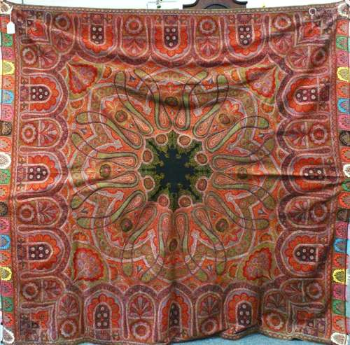 A GOOD KASHMIR PAISLEY SHAWL, mid 19th Century, finely woven...