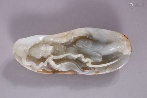 A GOOD CHINESE JADE CARVING, possibly of an immortal, 13cm x...