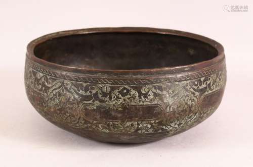 A 16TH CENTURY PERSIAN EARLY SAFAVID ENGRAVED BRONZE BOWL, 2...