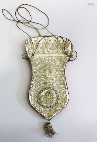 AN ALGERIAN / OTTOMAN GOLD THREAD EMBROIDERED PURSE / SMALL ...