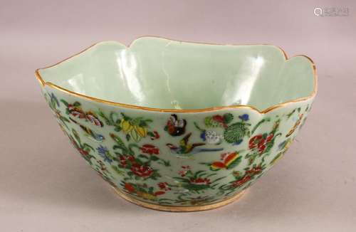 A LARGE 19TH CENTURY CHINESE CELADON FAMILLE ROSE PORCELAIN ...