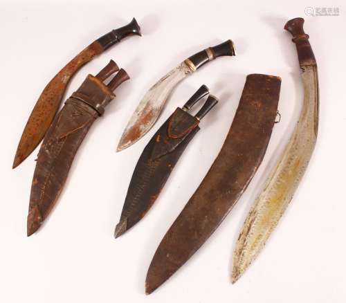 A COLLECTION OF THREE 19TH CENTURY NEPALESE KUKRI DAGGERS in...
