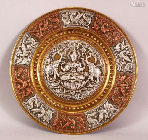 A FINE 19TH CENTURY SOUTH INDIAN TANJORE SILVER AND COPPER I...