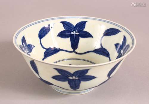 A CHINESE CHENHUA STYLE BLUE AND WHITE PORCELAIN BOWL, paint...