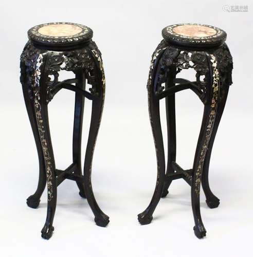 A GOOD PAIR OF LATE 19TH CENTURY CHINESE CARVED HARDWOOD TAL...