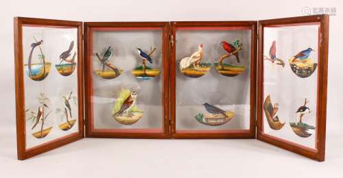 A FINE FRAMED FOUR PANEL SET OF 19TH CENTURY INDIAN SCHOOL P...