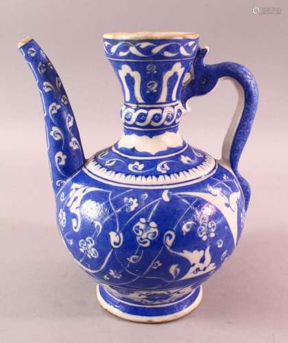 AN IZNIK STYLE CANTAGALLI BLUE & WHITE WATER URN, with motif...