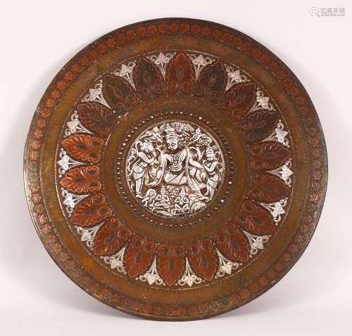 A LARGE 19TH CENTURY SOUTH INDIAN TANJORE SILVER AND COPPER ...