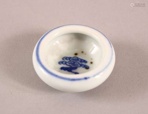 A SMALL 19TH CENTURY CHINESE BLUE & WHITE BRUSH WASHER - the...