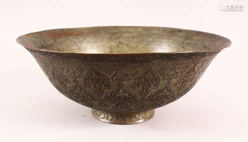 A FINE 17TH/18TH CENTURY PERSIAN SAFAVID TINNED COPPER BOWL,...