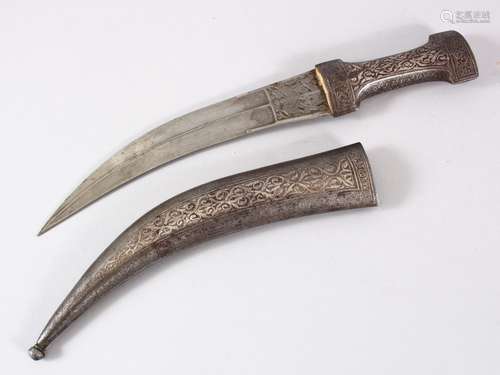 A 19TH CENTURY PERSIAN QAJAR SILVER INLAID STEEL DAGGER with...