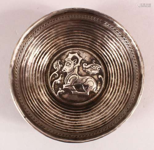 A RARE EARLY PERSIAN SOLID SILVER DOUBLE SKINNED REPOSE BOWL...