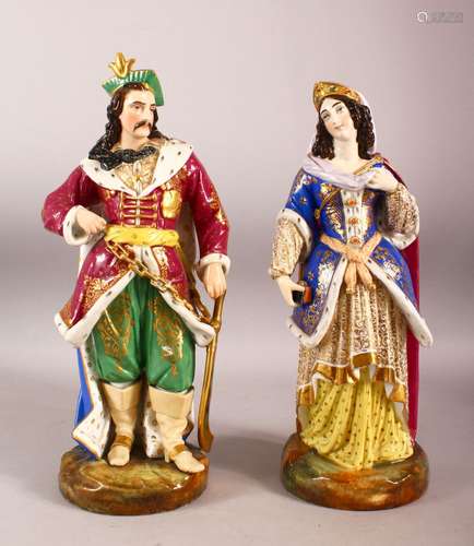 A PAIR OF TURKISH PORCELAIN SULTAN & SULTANA - both in tradi...