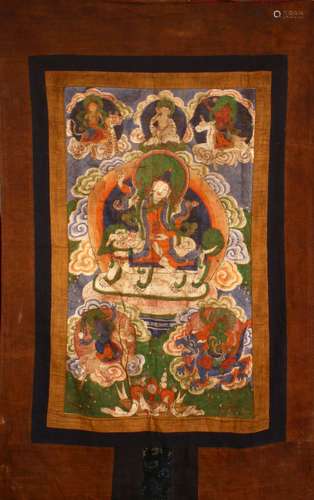 A FINE 18TH/19TH CENTURY TIBETIAN THANKA, depicting hindu go...