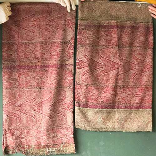 TWO CUSHION COVERS made from Indian Kashmir shawl fragments,...