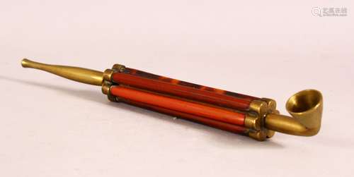 A 19TH / 20TH CENTURY CHINESE BAMBOO & METAL OPIUM PIPE - 21...