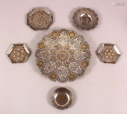 A COLLECTION OF SIX 19TH CENTURY INDIAN PUNJAB SIALKOT SILVE...