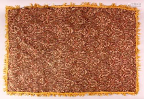 A 19TH CENTURY KASHMIR SHAWL FRAGMENT, with tassel borders, ...