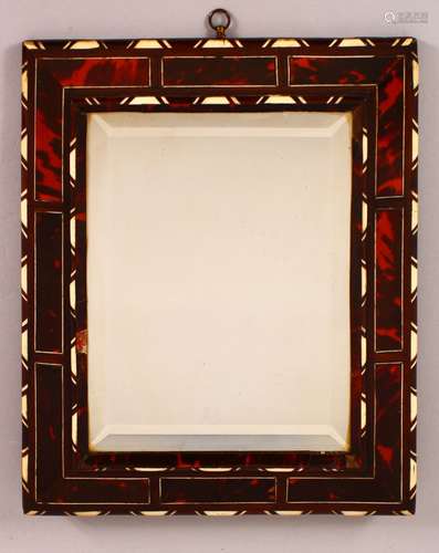 A TURKISH OTTOMAN EBONY TORTOISESHELL AND BONE INLAID MIRROR...