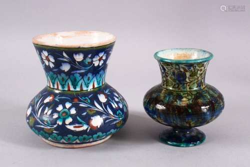 TWO JERUSALEM PALESTINIAN POTTERY FLORAL VASES, each with va...