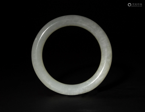 Chinese White Jade Bangle, 19th Century