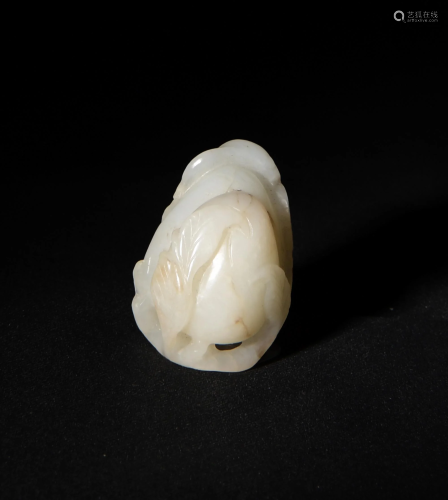Chinese White Jade Carving of Peaches, 18th Century