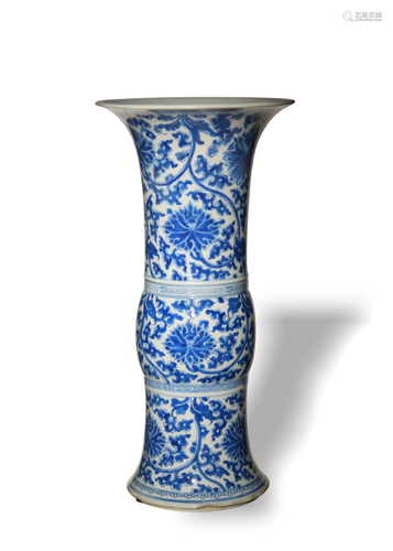 Chinese Blue and White Gu Vase, Kangxi