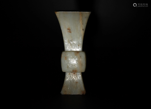 Chinese Gu Shaped Jade Vase, Ming