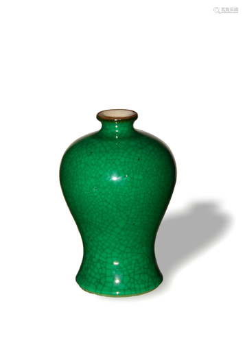 Chinese Green Ge Glazed Meiping, 19th Century